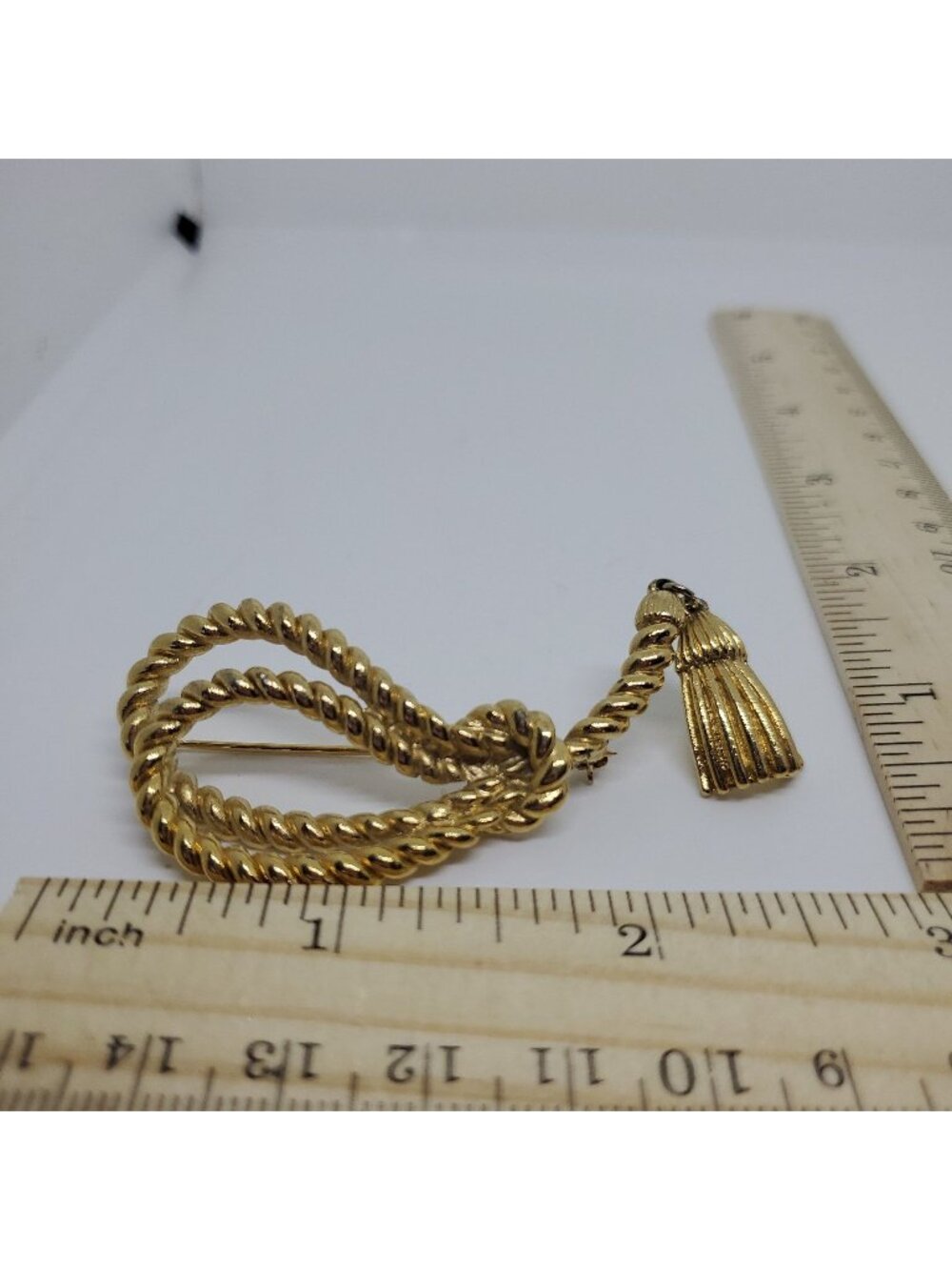 Vtg Double Loop Rope Knot Brooch Nautical Mid Century 1980s Articulated Western